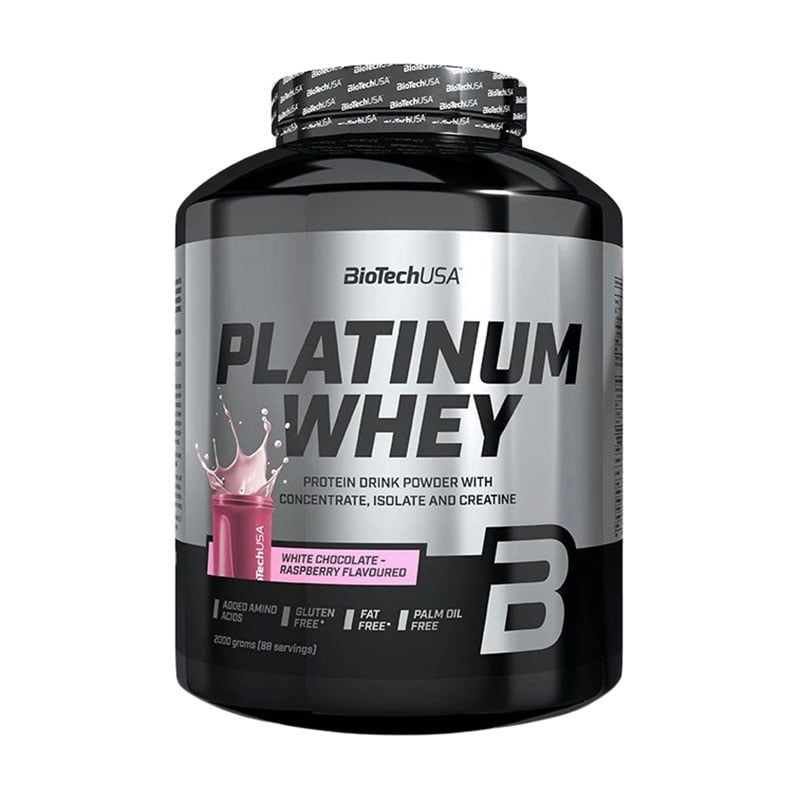 Протеїн BioTechUSA Platinum Whey Білий шоколад та малина, в порошку, 2 кг